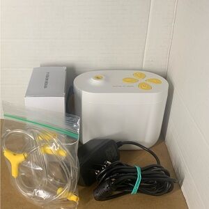 Portable Electric Breast Pump - White with Yellow Accents